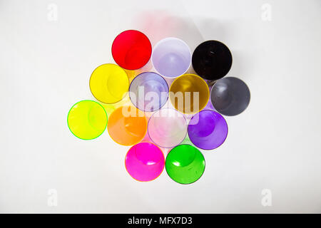 color cup plastic top down Stock Photo