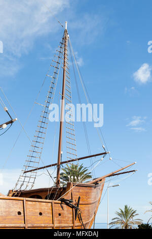 A Naval Museum in a reconstructed ship in Santa Cruz de La Palma.  The museum, a replica of one of Columbus's caravels. Stock Photo
