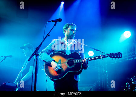 Edinburgh, UK. 26th April 2018. Edinburgh band Broken Records play a hometown show at Summerhall to celebrate the release of their fourth studio album entitled ‘What We Might Know’ which was released on 30 March 2018. Credit: Andy Catlin/Alamy Live News Stock Photo