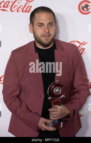 Jonah Hill walks the red carpet before receiving the CinemaCon Vangard Award on the last night of CinemaCon 2018 inside Caesars Palace in Las Vegas, NV. Stock Photo