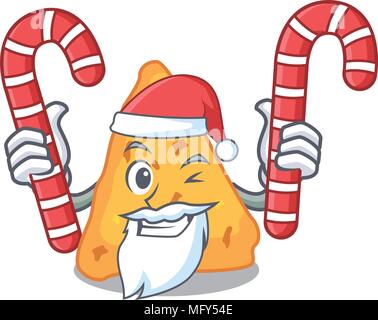 Santa with candy nachos mascot cartoon style vector illustration Stock Vector