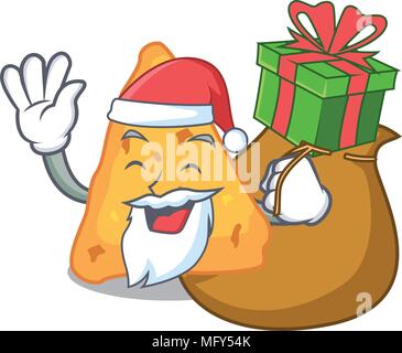 Santa with gift nachos mascot cartoon style vector illustration Stock Vector