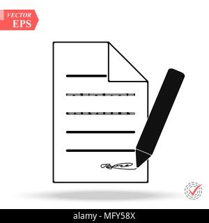 Document With Pencil Icon on white background. eps10 Stock Vector