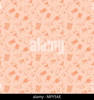 Seamless background pattern of drinks icons Stock Vector