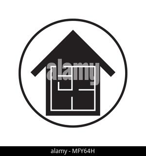 House and Plan icon, Isolated on white background, stock vector illustration Stock Vector