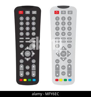 black and gray remote control with buttons isolated over white background,stock vector illustration Stock Vector