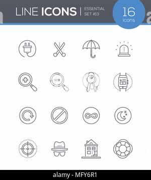Security and data protection - modern line design style icons set Stock Vector