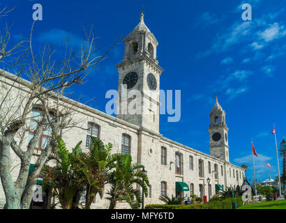 The Clocktower at the Royal Naval Dockyards, Bermuda. Stock Photo