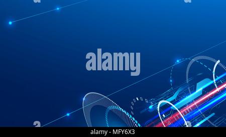 Technology abstract background on the topic of engineering, industry and communications. X-ray images or wireframe style. Stock Vector