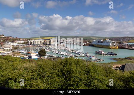 Newhaven Port and Marina in East Sussex from Newhaven fort Stock Photo