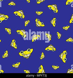 Doodle taxi car seamless pattern, vector illustration Stock Vector