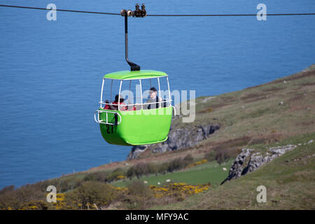 A view of the Llandudno cable car over the Great Orme in Llandudno, Wales Stock Photo