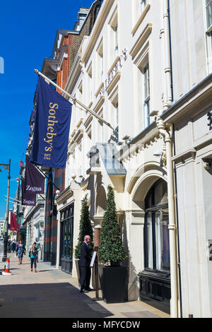 The entrance to Sotheby's on New Bond Street, London, UK Stock Photo