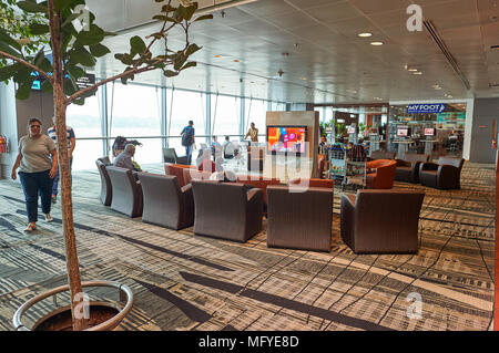 SINGAPORE - CIRCA NOVEMBER, 2015: inside Singapore Changi Airport. Stock Photo