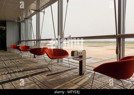 SINGAPORE - CIRCA NOVEMBER, 2015: inside Singapore Changi Airport. Stock Photo