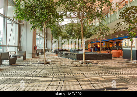 SINGAPORE - CIRCA NOVEMBER, 2015: inside Singapore Changi Airport. Stock Photo