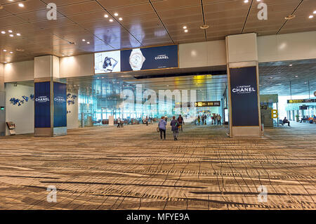 SINGAPORE - CIRCA NOVEMBER, 2015: inside Singapore Changi Airport. Stock Photo