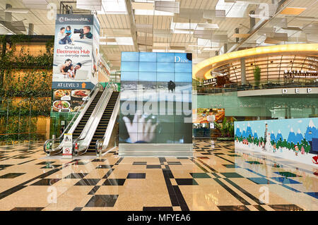 SINGAPORE - CIRCA NOVEMBER, 2015: inside Singapore Changi Airport. Stock Photo