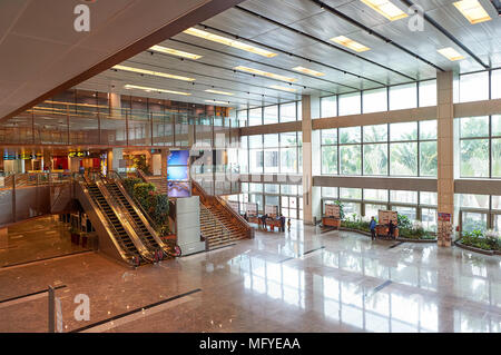 SINGAPORE - CIRCA NOVEMBER, 2015: inside Singapore Changi Airport. Stock Photo