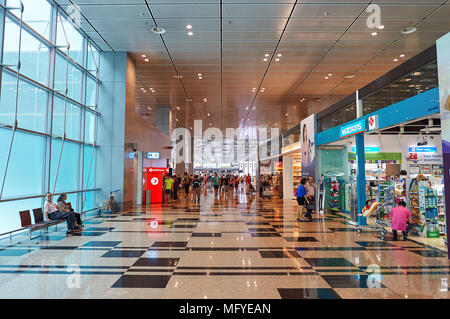 SINGAPORE - CIRCA NOVEMBER, 2015: inside Singapore Changi Airport. Stock Photo