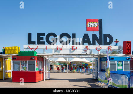 Entrance gate to Legoland Windsor Resort, Windsor, Berkshire, England, United Kingdom Stock Photo