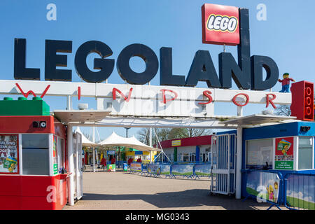 Entrance gate to Legoland Windsor Resort, Windsor, Berkshire, England, United Kingdom Stock Photo