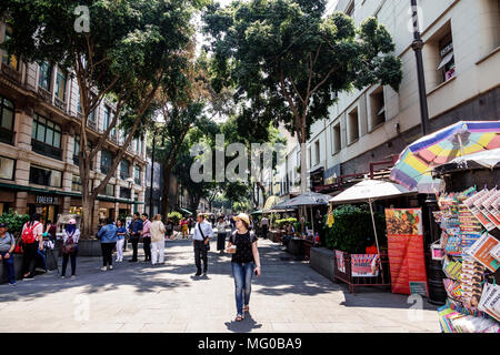Mexico City,Mexican,Hispanic,historic Center Centre,Calle Gante,pedestrian street,woman female women,man men male MX180305127 Stock Photo