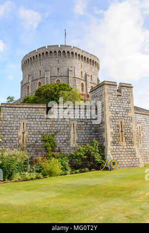 Round Tower of the Windsor Castle, Berkshire, England. Official Residence of Her Majesty The Queen