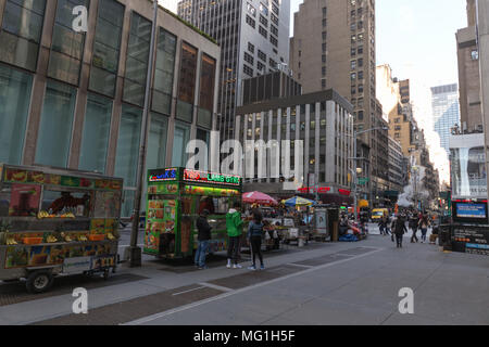 Food Vendors on a New York Street Stock Photo