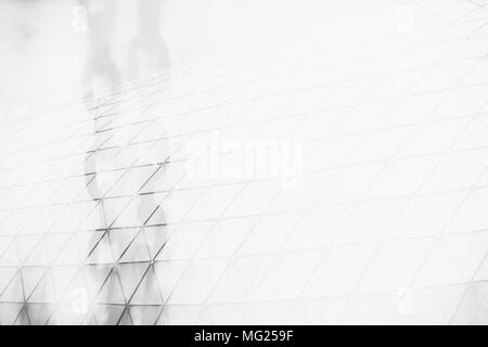 Double Exposure of Metal Chains and Modern Building with Space for Texture. Suitable Use for Blockchain Concept. Stock Photo