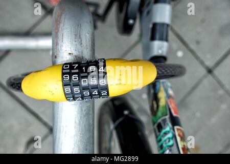 Close-up Bicycle Lock. Stock Photo