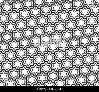 Seamless simple geometric pattern with six-pointed stars and hexagons. Stock Vector