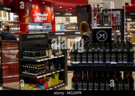 Duty Free Shop at Lisbon Airport, Portugal Stock Photo