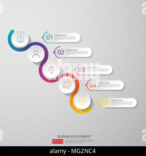 infographics timeline design template vector with 3D paper label, integrated circles. Business concept with options. For content, diagram, flowchart Stock Photo