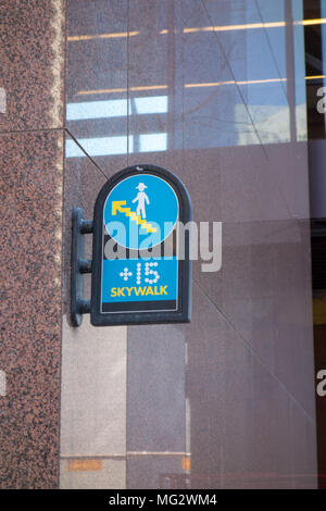 the Plus 15 or +15 Skyway network in Calgary, Alberta, Canada is one of the world's most extensive pedestrian skywalk systems, with a total length of  Stock Photo