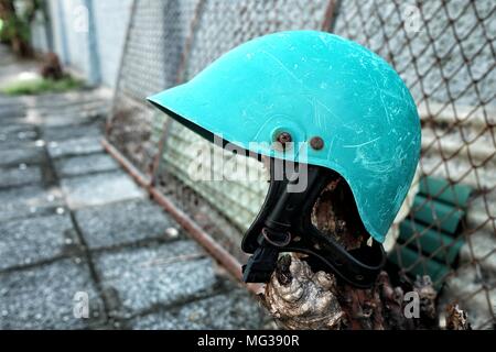 Old Green Helmet. Stock Photo