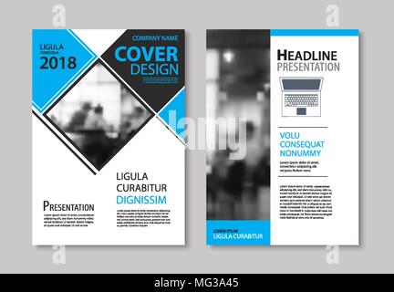 Set of blue cover and layout brochure, flyer, poster, annual report, design templates. Use for business book, magazine, presentation, portfolio, corpo Stock Vector