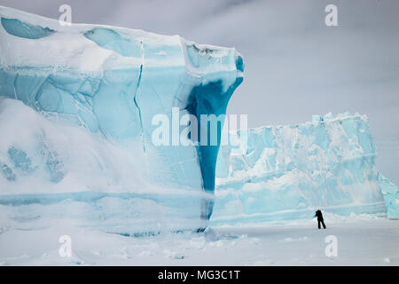 Icebergs frozen into the fjords of Baffin Island, Nunavut, Canada Stock Photo