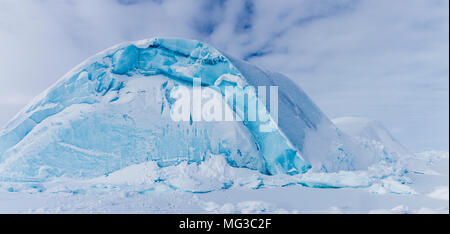 Icebergs frozen into the fjords of Baffin Island, Nunavut, Canada Stock Photo