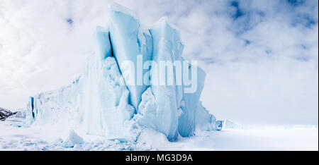 Icebergs frozen into the fjords of Baffin Island, Nunavut, Canada Stock Photo