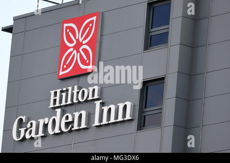 Logo at the Hilton Garden Inn at London Heathrow Airport, UK Stock Photo