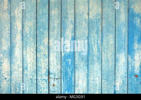 Blue Peeling Paint Wooden Wall Texture Background. Stock Photo