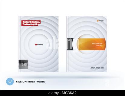 Brochure design paper-cut template. Colourful yellow grey creative abstract set, annual report with circles shadows for branding. Stock Vector