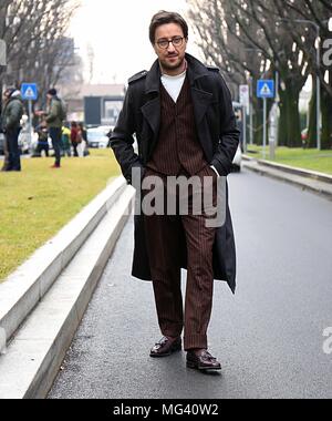 Milan, Italy. 24th Feb, 2018. MILAN- 24 February 2018 Alessandro Agazzi on the street during the Milan Fashion Week Credit: Mauro Del Signore/Pacific Press/Alamy Live News Stock Photo