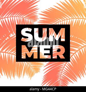 Tropical background template. Summer backdrop with palms silhouette Stock Vector