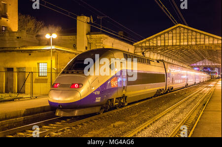 BEZIERS, FRANCE - JANUARY 05: SNCF TGV Duplex train on Beziers s Stock Photo