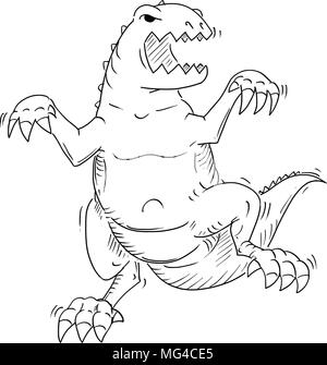 Cartoon of Monster Tyrannosaur or Dinosaur Godzilla Like Creature Stock Vector
