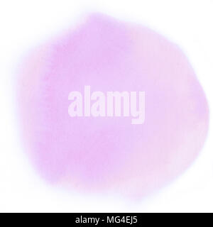 Big beautiful light pink hand painted macula isolated on white square background. Copy space Stock Photo