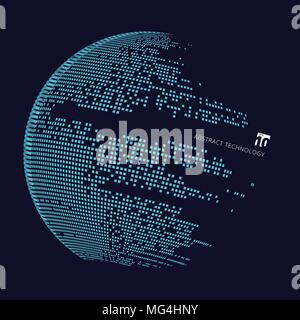 Abstract technology big data map of the world. Squares pattern wrapping of the circle. Vector illustration Stock Vector