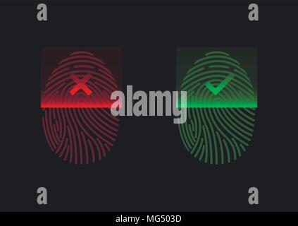 Red and green fingerprints Stock Vector